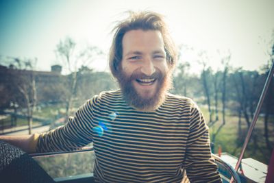 young bearded stylish handsome hipster man 