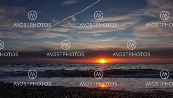 Bright sunset over the sea.