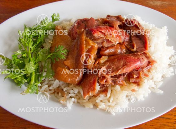 Thai stewed pork leg with rice (Kao Ka Moo)