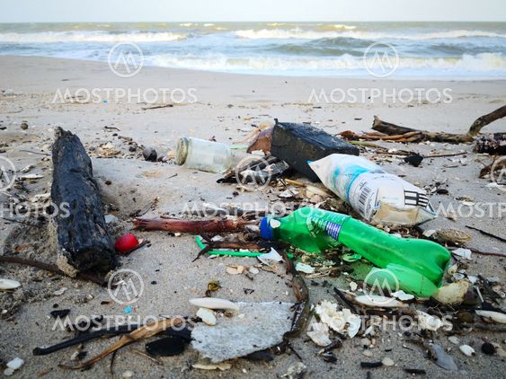 other garbage washes up on Songkhla beach.