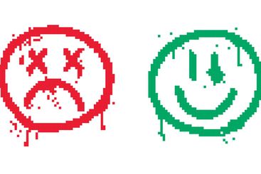 Pixel art face joy and sadness