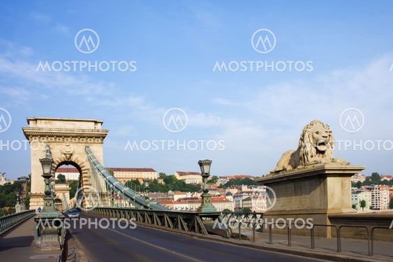 Street on Chain Bridge in Budapest