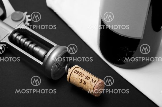 Wine bottle in black and white