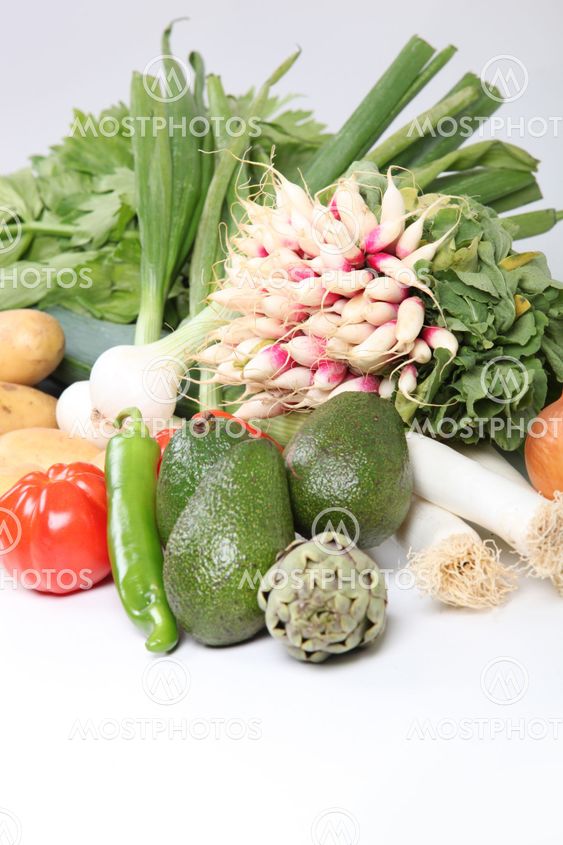 Studio shot of a variety of healthy fresh vegetables