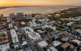 Above view of Sarasota city, Florida with waterfront...