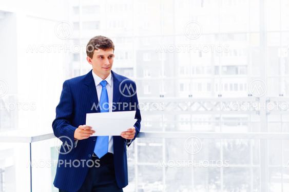 Smiling middle aged business man