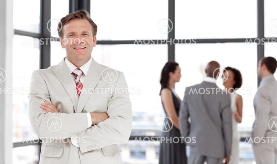Professional confident male manager leading his team