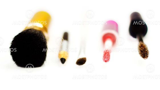 Accessories for make-up on a white background