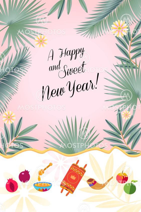 Happy Rosh Hashanah greeting card - Jewish New Year...