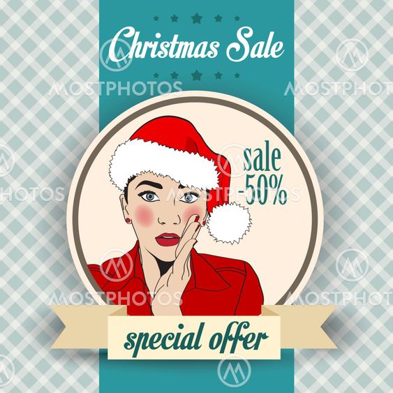 Christmas sale design with sexy Santa girl