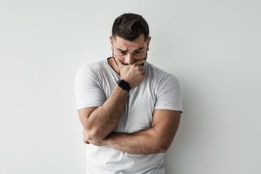 Unhappy depressed caucasian male feeling desperate,...