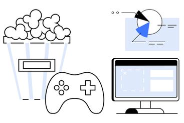 Entertainment Concept with Movie Popcorn, Game...