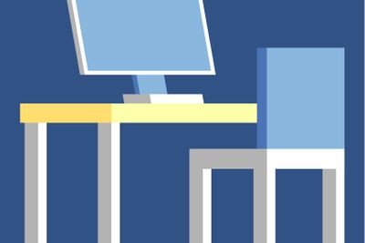 Computer Device with Screen on Table Workplace