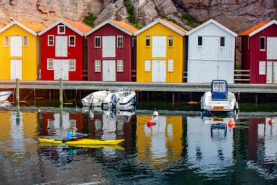 Wooden fishing huts Sweden, Scandinavia