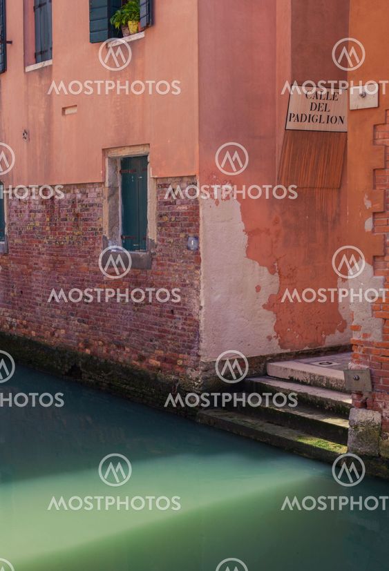 Venice canal with gondolas