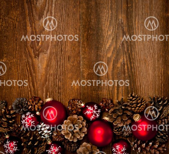 Wood background with Christmas ornaments