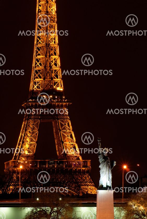 The small Statue of Liberty near the Eiffel tower in Paris