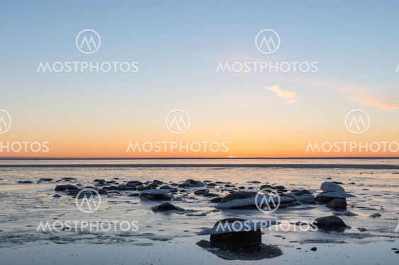 View at an icy coast at Öland
