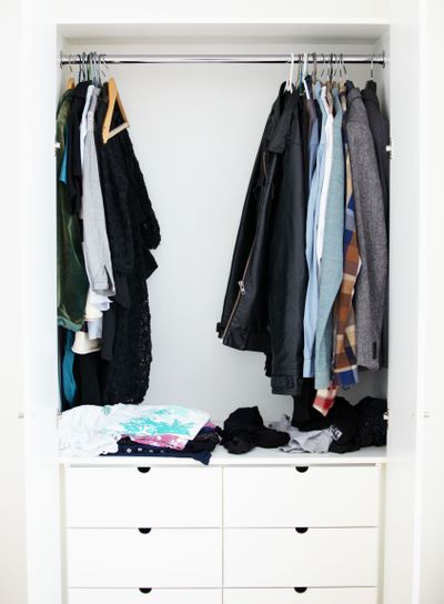 Wardrobe, clothes and home interior, shelf and fashion...