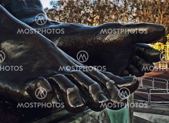 Statue detail of bare feet