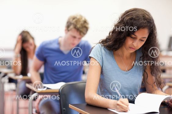 Young students working on an assignment