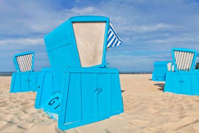 Hooded beach chairs (strandkorb) at the Baltic seacoast