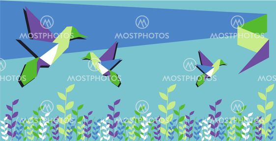 Origami hummingbird spring time