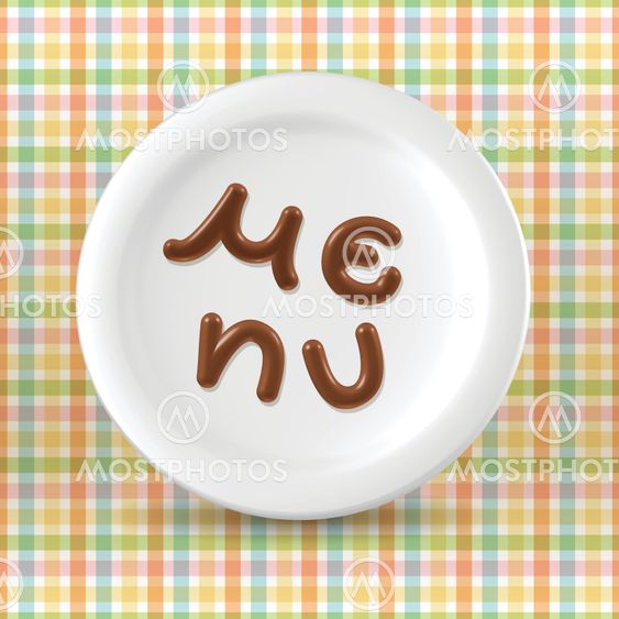 Chocolate menu word on plate