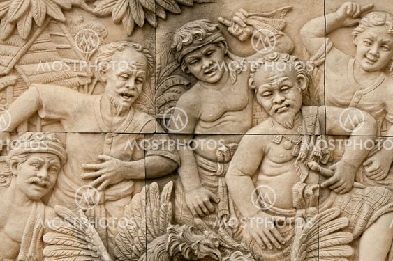 native molding art on wall in thai style