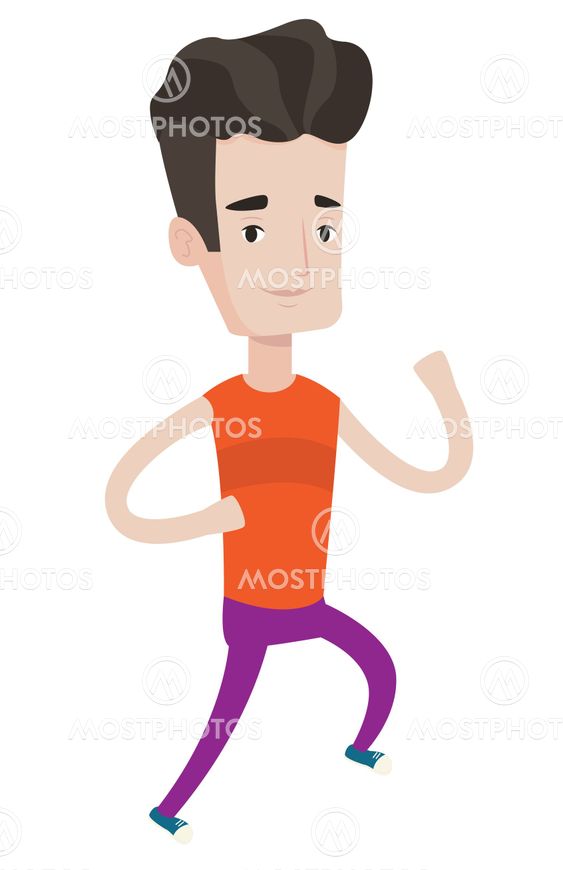 Young man running vector illustration.