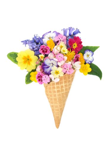 Surreal Ice Cream Cone with Flowers for Spring Season
