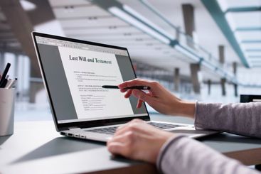 Person writing last will and testament, inheritance...