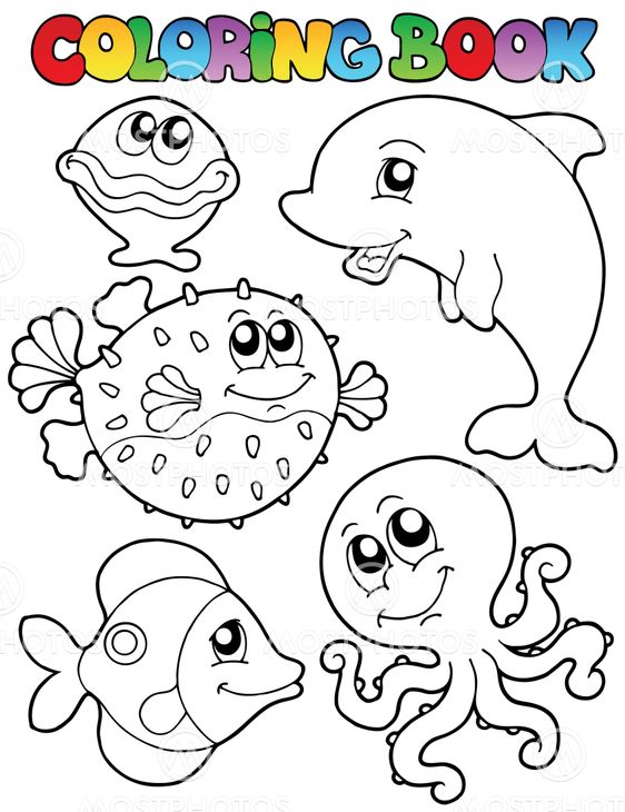 Coloring book with sea animals 1
