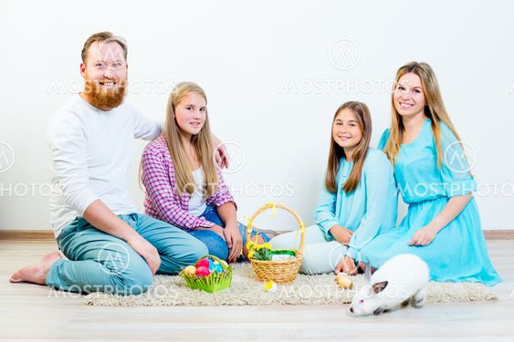Family celebrating easter