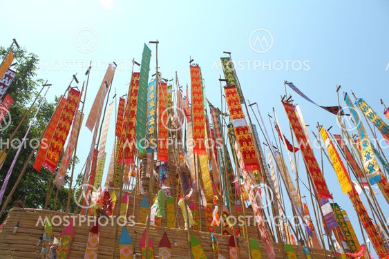 Color paper flag for Buddha worship