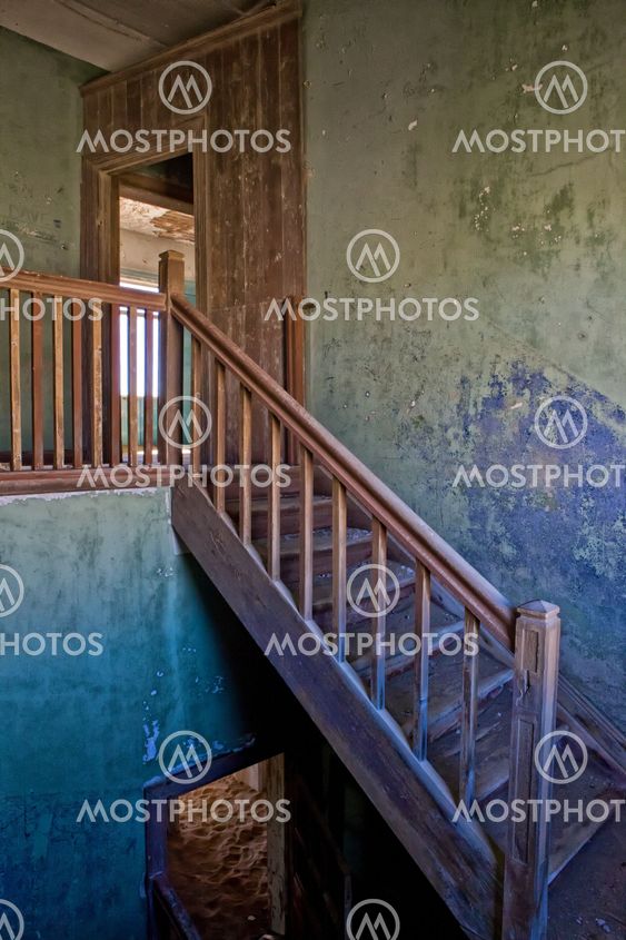 A staircase in a old house in kolmanskop namibia africa