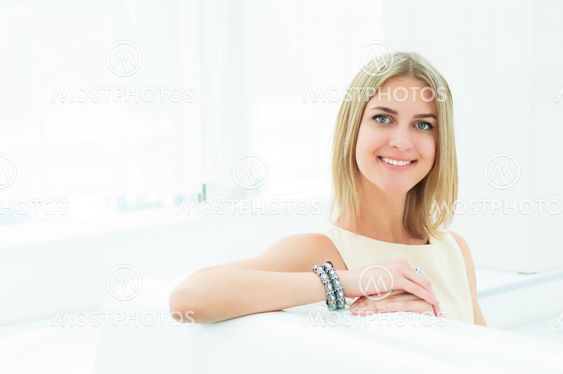 portrait of a beautiful woman in the cafe
