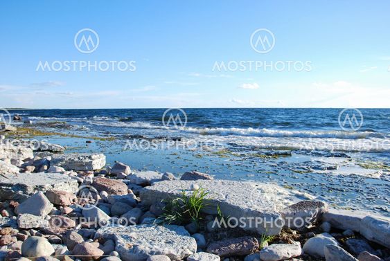 Flat rock coastal view