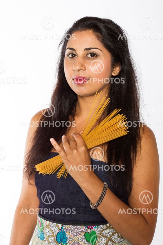 Pretty Indian Woman with Spaghetti