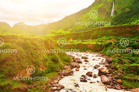 river and mountains in Nepal
