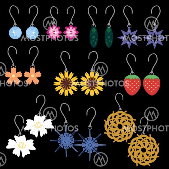 Ear rings on black background