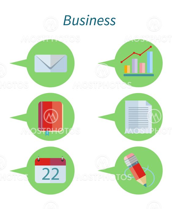 Business Concept Flat Design Set Icon