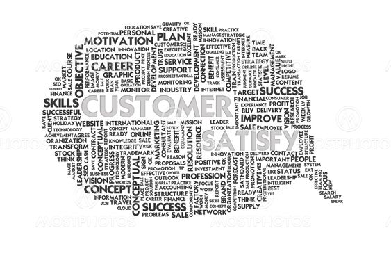 Business word inside speech bubble, customer focus