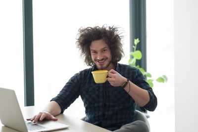 man working from home