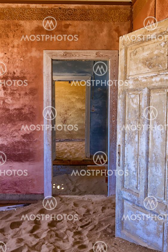 house overtaken by dune sand at kolmanskop ghost town near luderitz