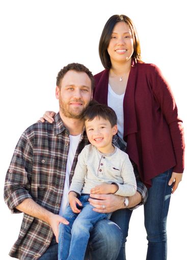 Mixed Race Chinese and Caucasian Family Portrait...