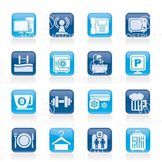 Hotel Amenities Services Icons