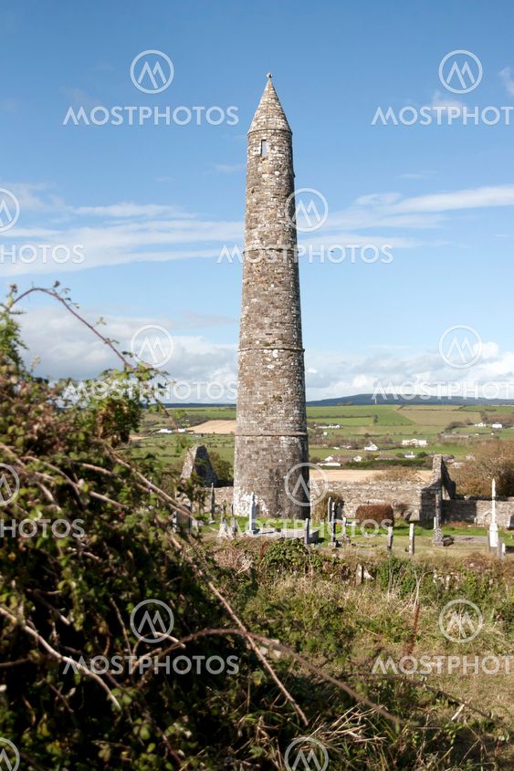 Ardmore round tower and celtic graveyard