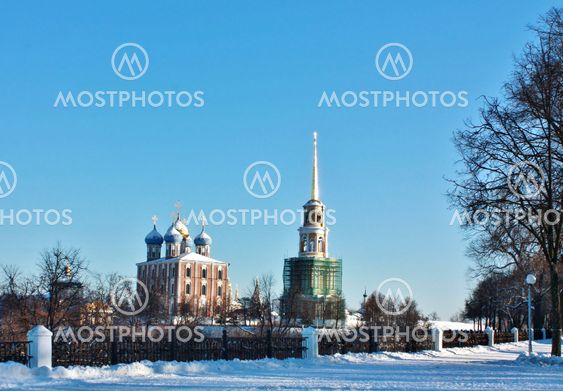 Golden domes of Ryazan Kremlin