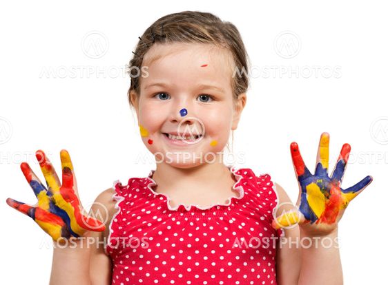 girl with painted hands